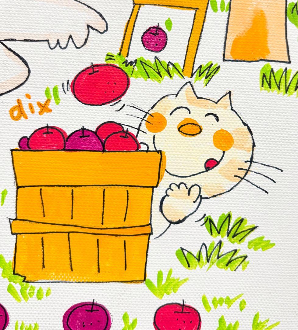【F4号】手描き油彩　水森亜土　額縁　未使用額　サイン　絵画　かわいい　人気作品