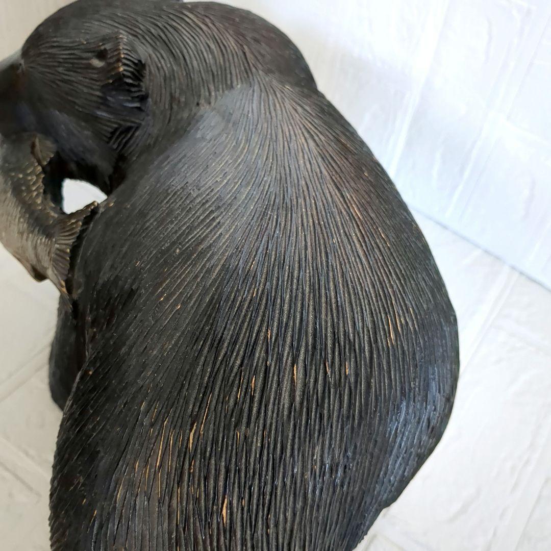 クマ 木彫り 置物 作者あり 大きめ