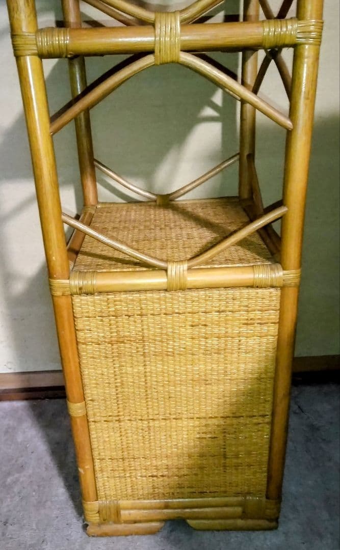 昭和レトロラタン製引き出し付ラック美品大型