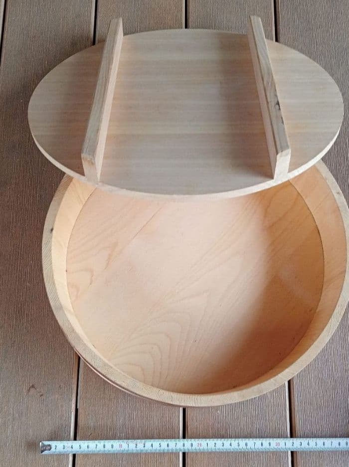 寿司桶 (ふた付)+ 押し寿司2個【合計3点・送料込】木製 約39cm