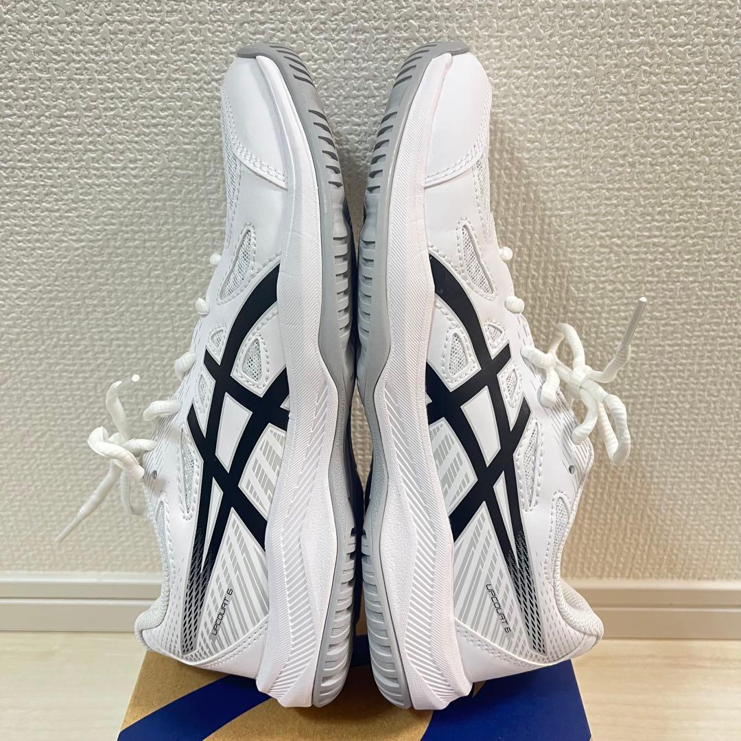 asics アシックス アップコート 6 GS ホワイト ブラック 25.0㎝