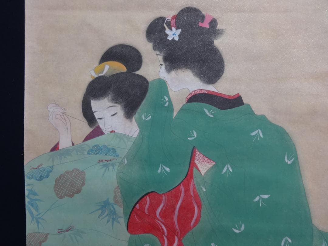 古*家様 伊東深水 ささやき 水彩画 1956年頃 紙本著色 肉筆 舞妓 芸妓