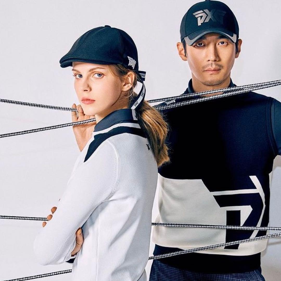 PXG golf 韓国 帽子 キャップ リボン ハンチング ブラック
