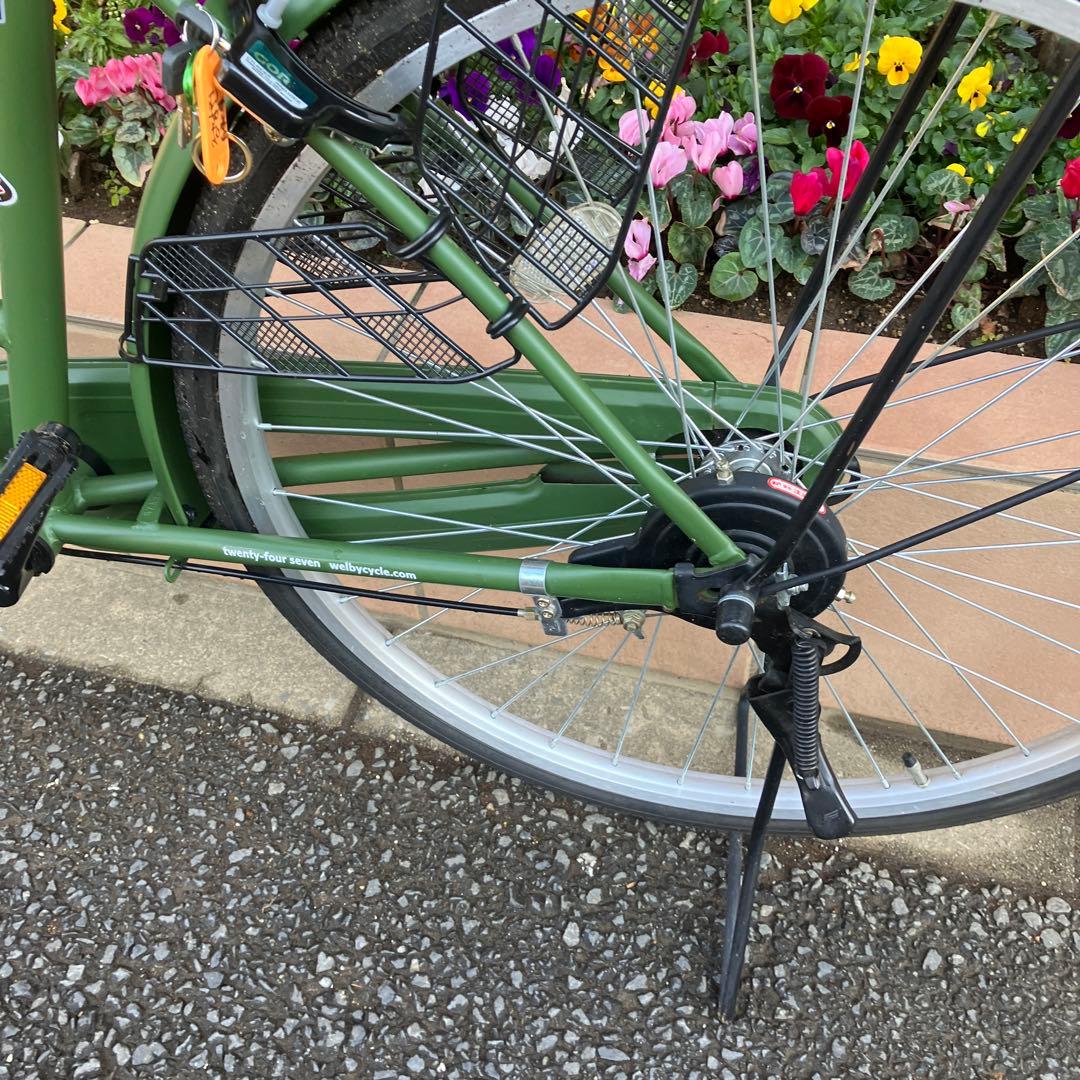 引き取り専用.緑色 シティサイクル バスケット付きサイズ26.BRANDほぼ新品