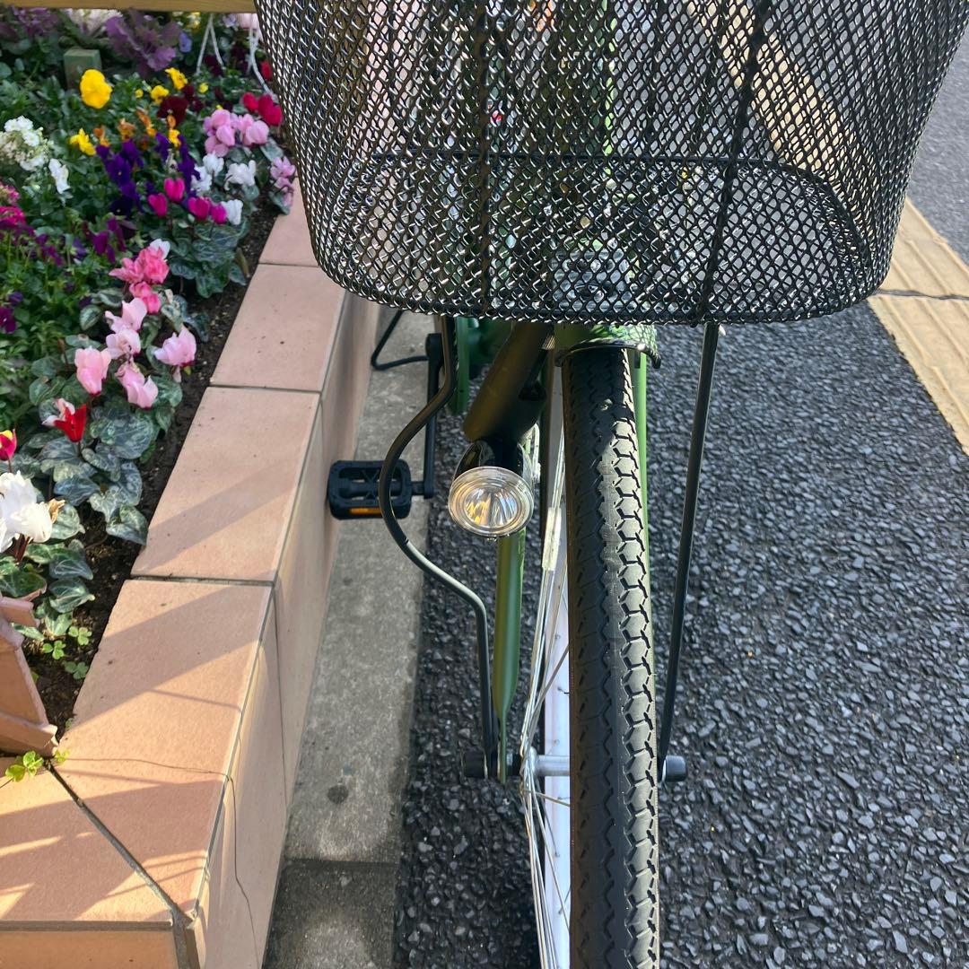 引き取り専用.緑色 シティサイクル バスケット付きサイズ26.BRANDほぼ新品