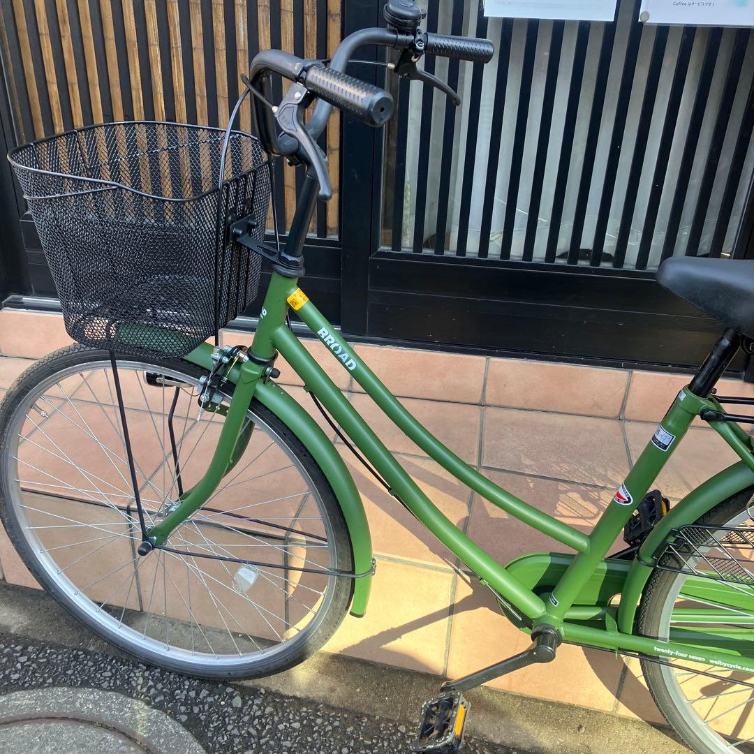 引き取り専用.緑色 シティサイクル バスケット付きサイズ26.BRANDほぼ新品