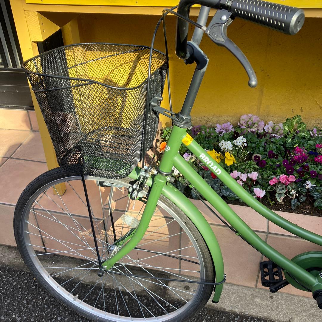 引き取り専用.緑色 シティサイクル バスケット付きサイズ26.BRANDほぼ新品