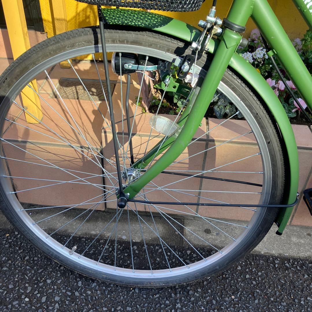 引き取り専用.緑色 シティサイクル バスケット付きサイズ26.BRANDほぼ新品