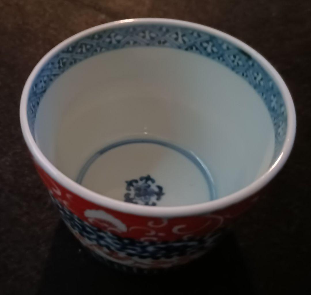 【古伊万里】蛸唐草　色絵　蕎麦猪口　二重角福　江戸時代