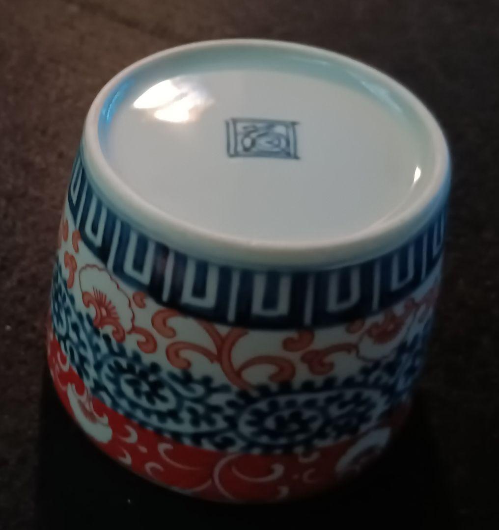 【古伊万里】蛸唐草　色絵　蕎麦猪口　二重角福　江戸時代