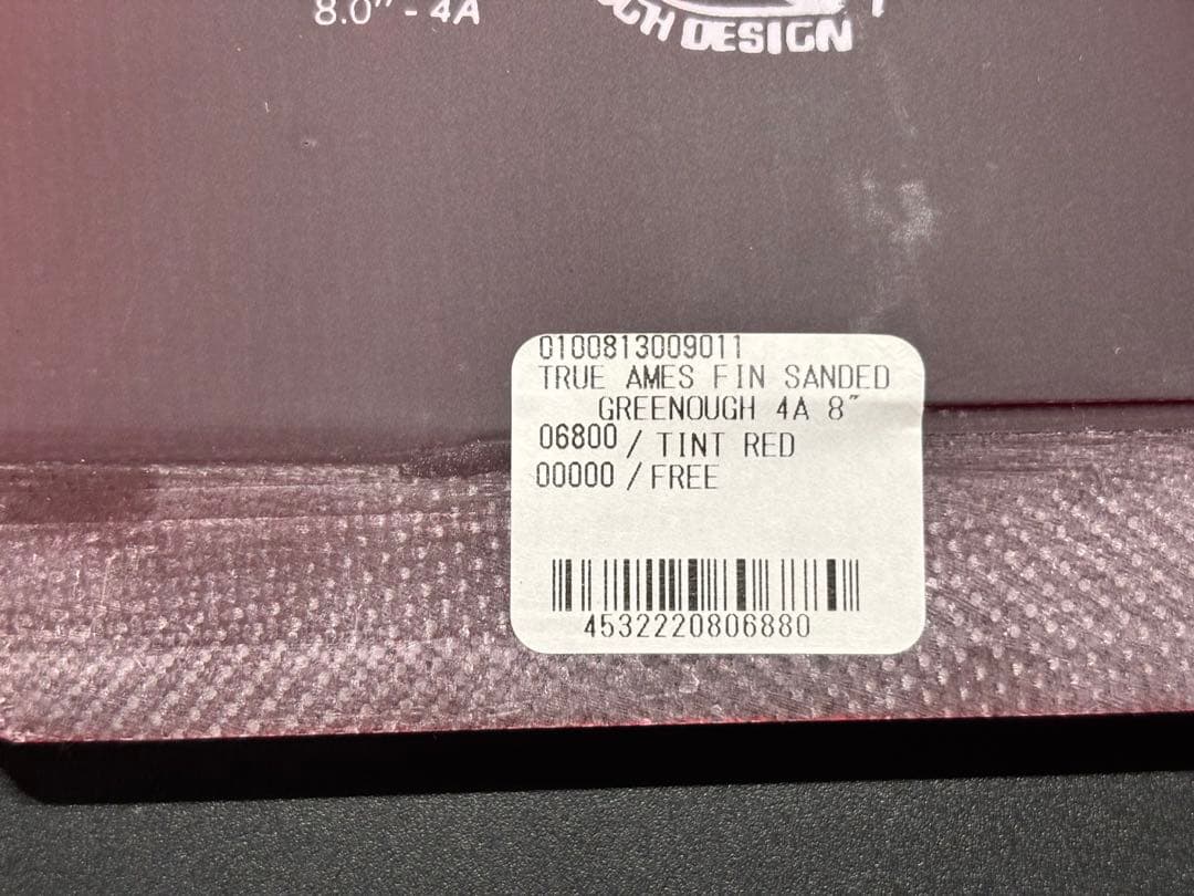 新品未使用・TRUE AMES Greenough 4A 8.0 シングルフィン