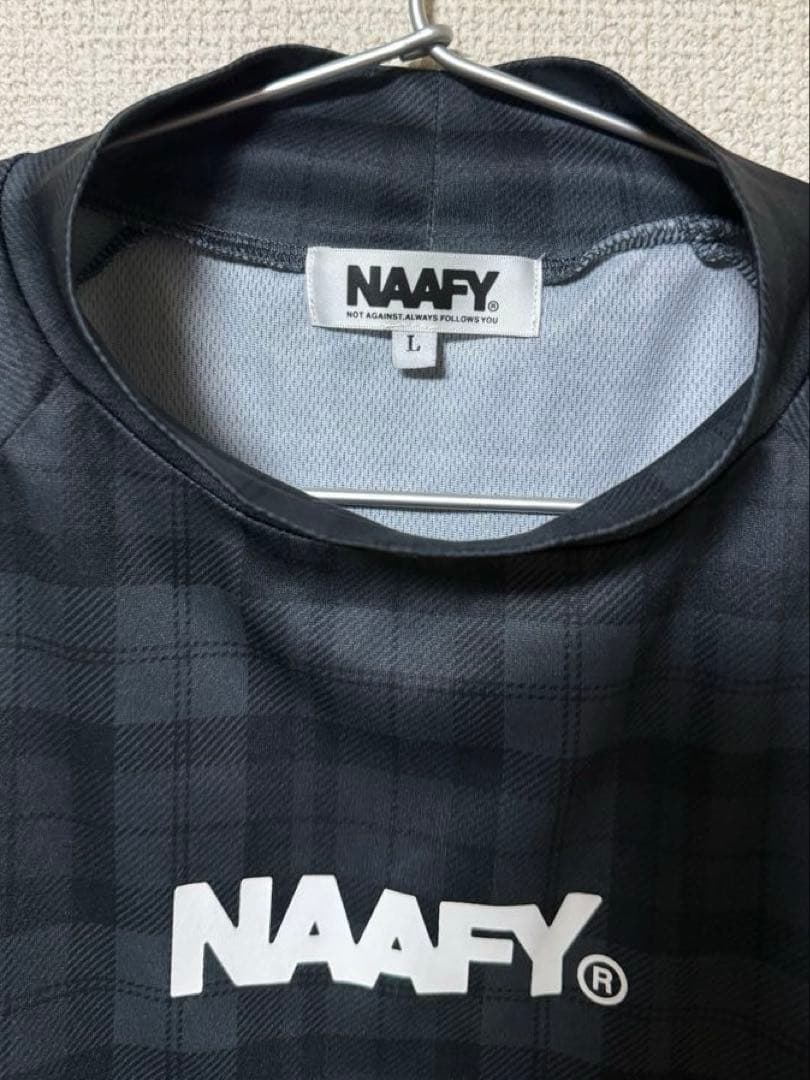 【美品】NAAFY ブラックチェックモックネック　おしゃれゴルフウェア