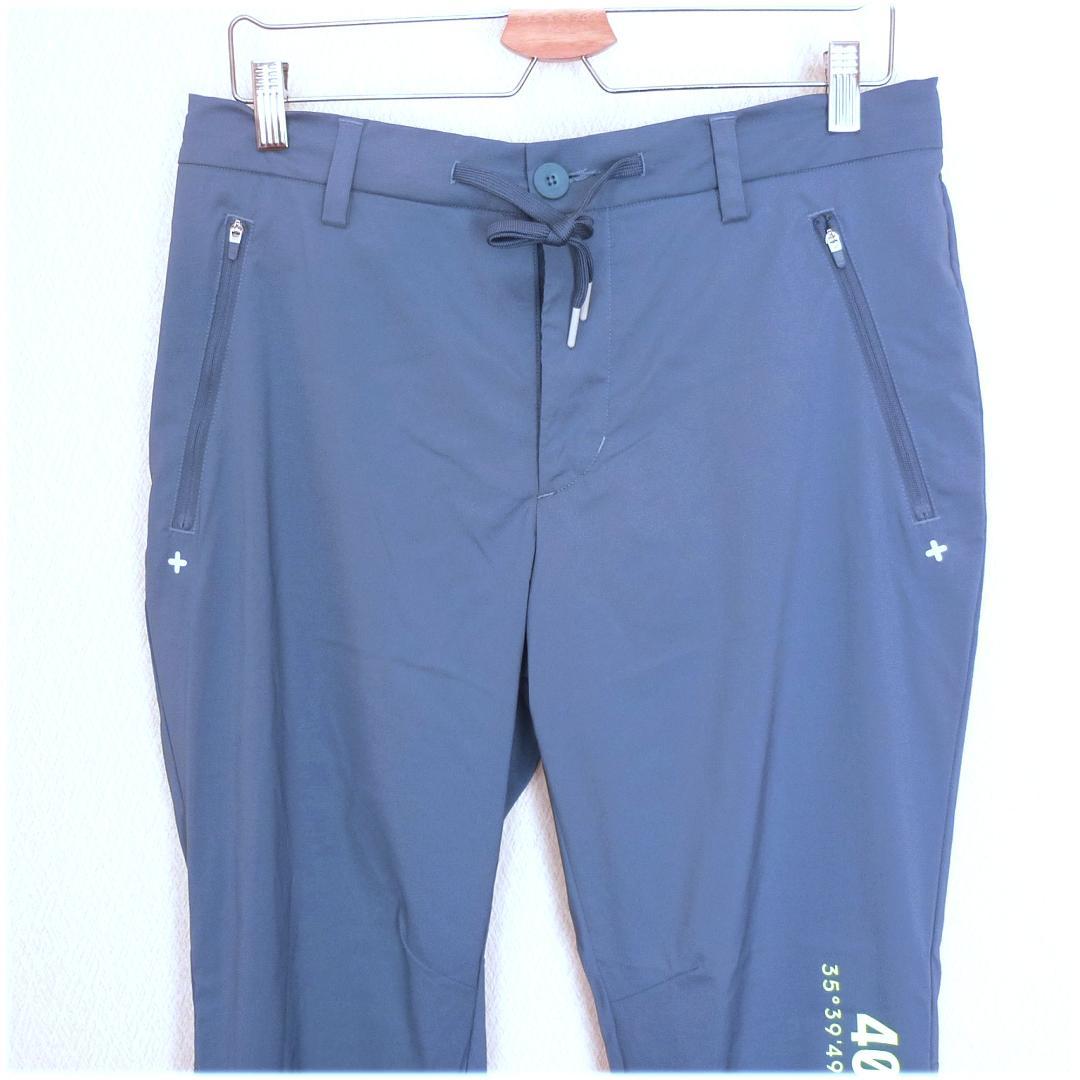 新品(ウエスト88)アディタスゴルフ くすみブルーゴルフパンツ 薄手9分丈パンツ