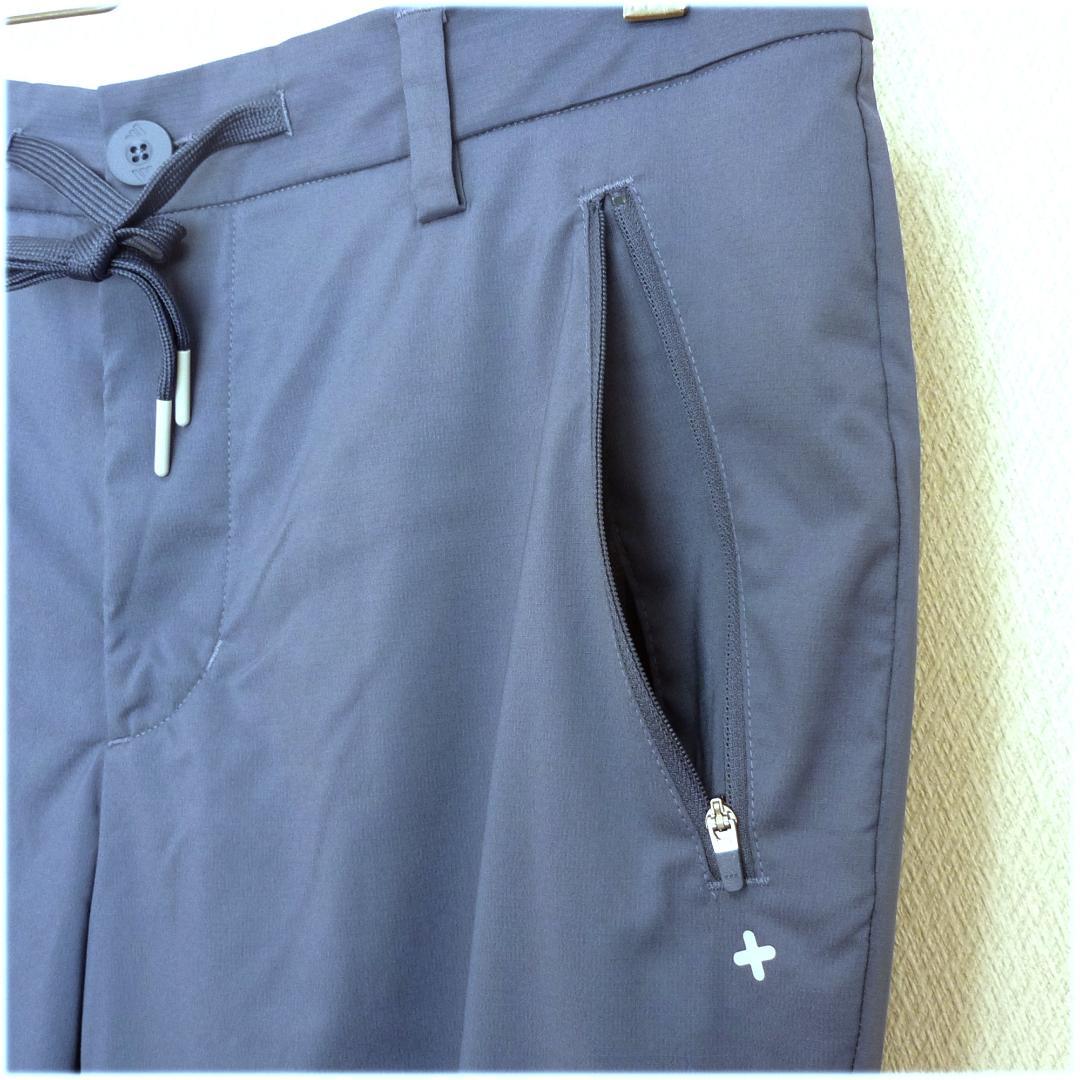 新品(ウエスト88)アディタスゴルフ くすみブルーゴルフパンツ 薄手9分丈パンツ