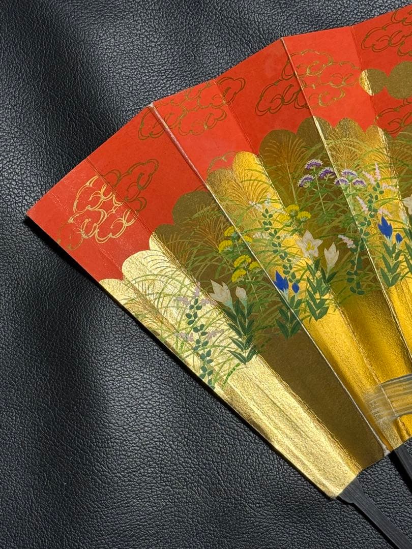 扇子　32.5cm 宮脇賣扇庵　金　月秋草花　飾り扇　飾舞扇　舞扇子　舞踊　着物