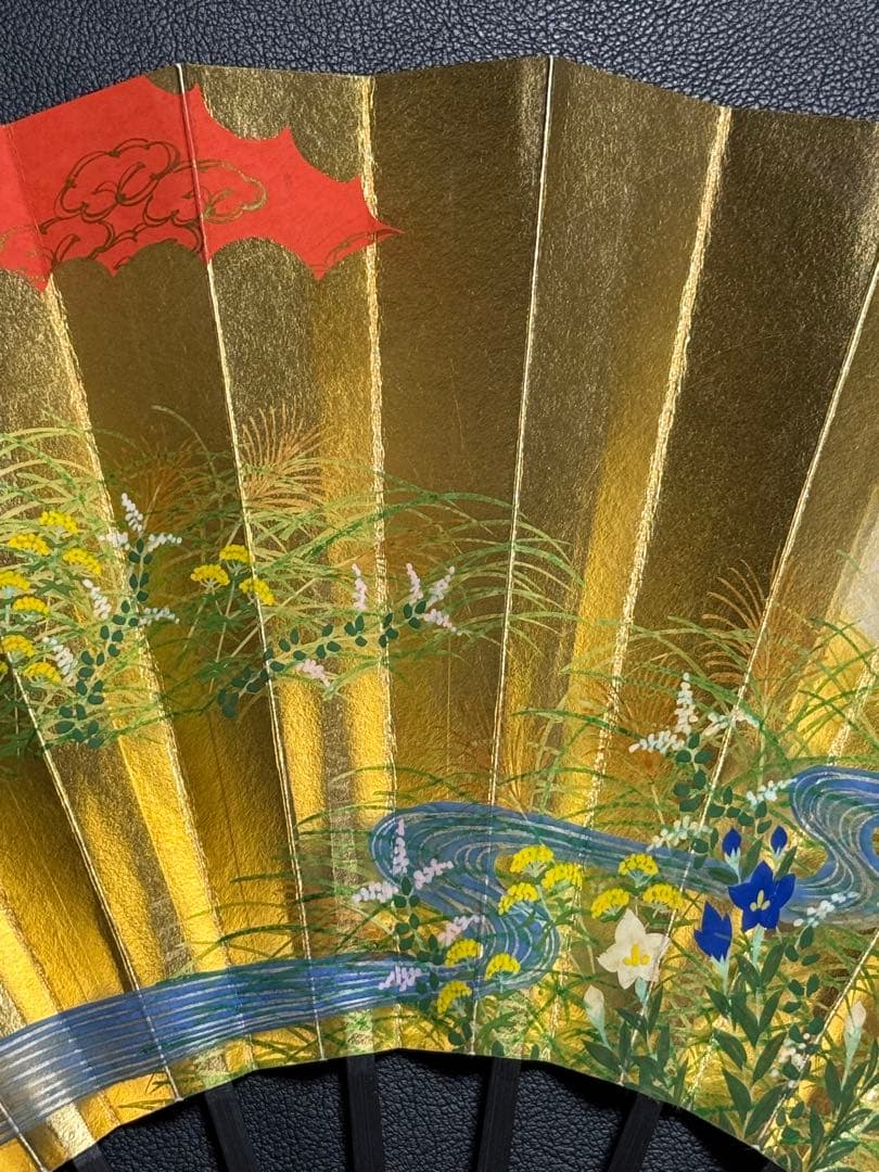扇子　32.5cm 宮脇賣扇庵　金　月秋草花　飾り扇　飾舞扇　舞扇子　舞踊　着物