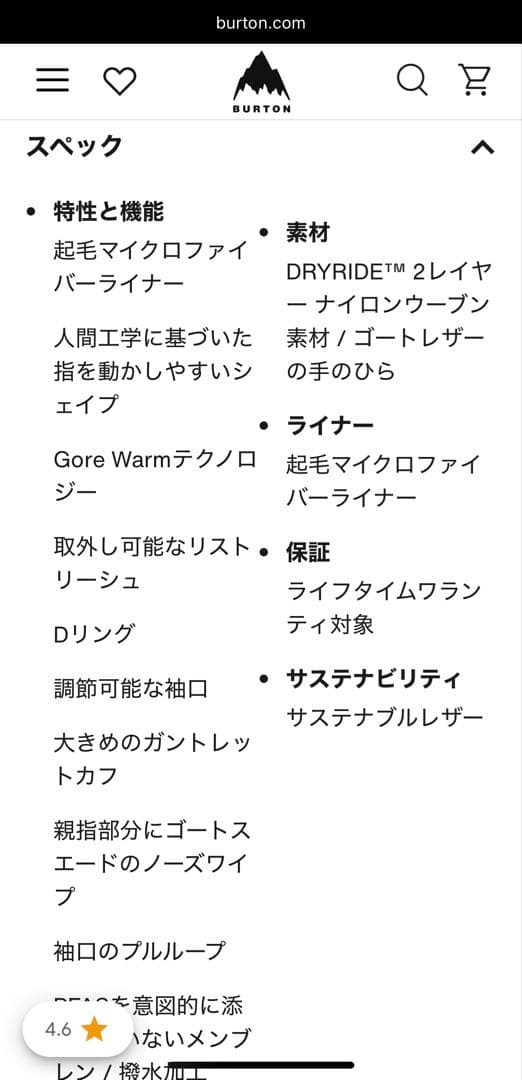 Burton メンズ GORE-TEX デラックス ミトン　XL 黒