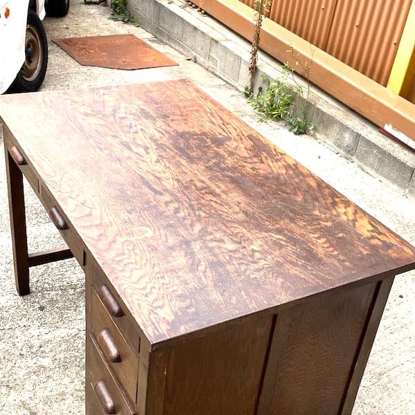 ジャパンビンテージ　片袖木製デスク　昭和レトロ　シンプル　机　古民家家具