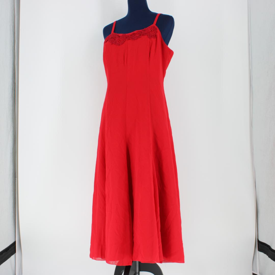 【美品 社交ダンス衣装】ワンピース ドレス Sanline 赤 派手 シンプル