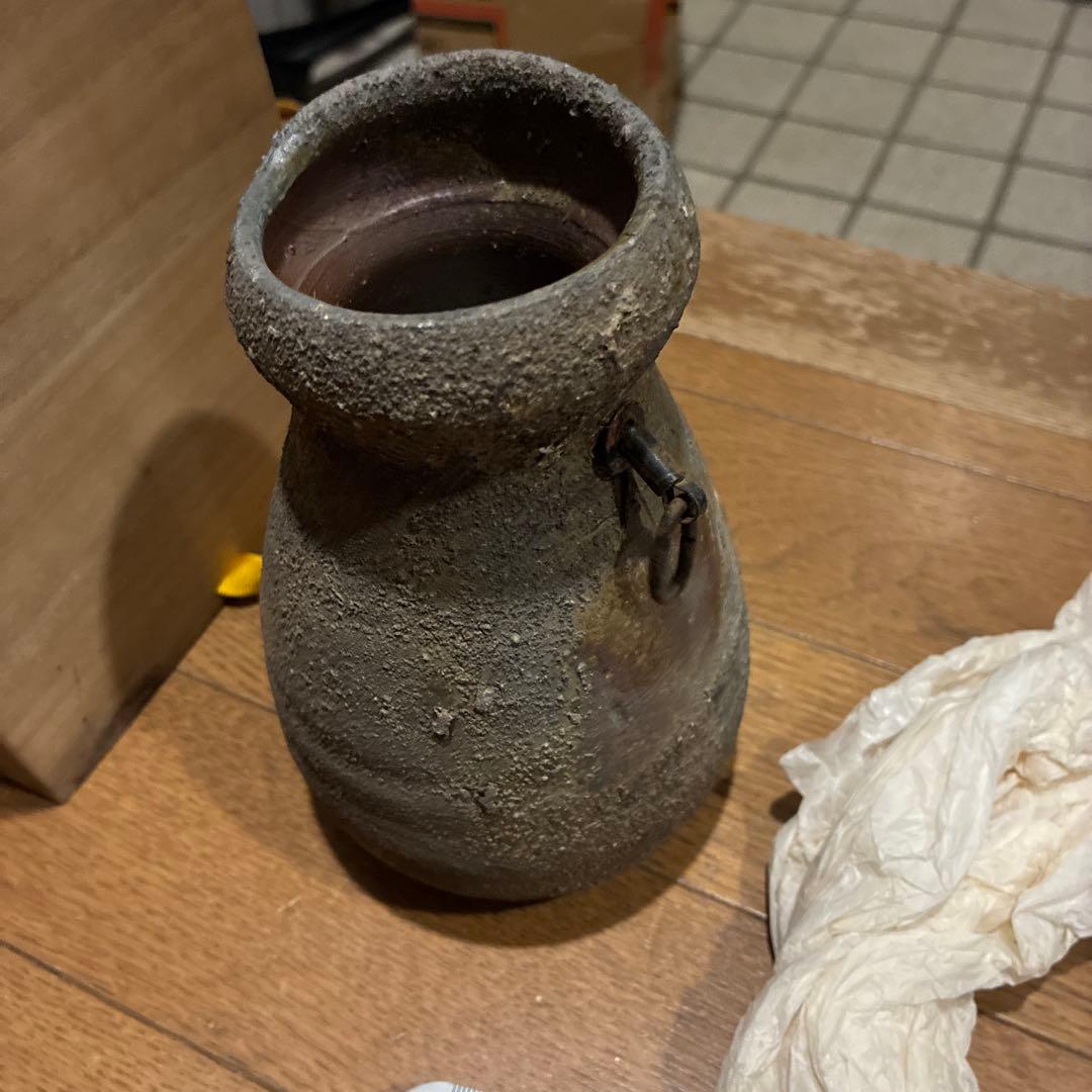 希少品道明　備前焼　金重道明　共箱　茶道具　花茶器　陶器