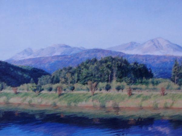菊池 潤子 【水映えの大雪山】 希少画集画、状態良好、新品高級額装付