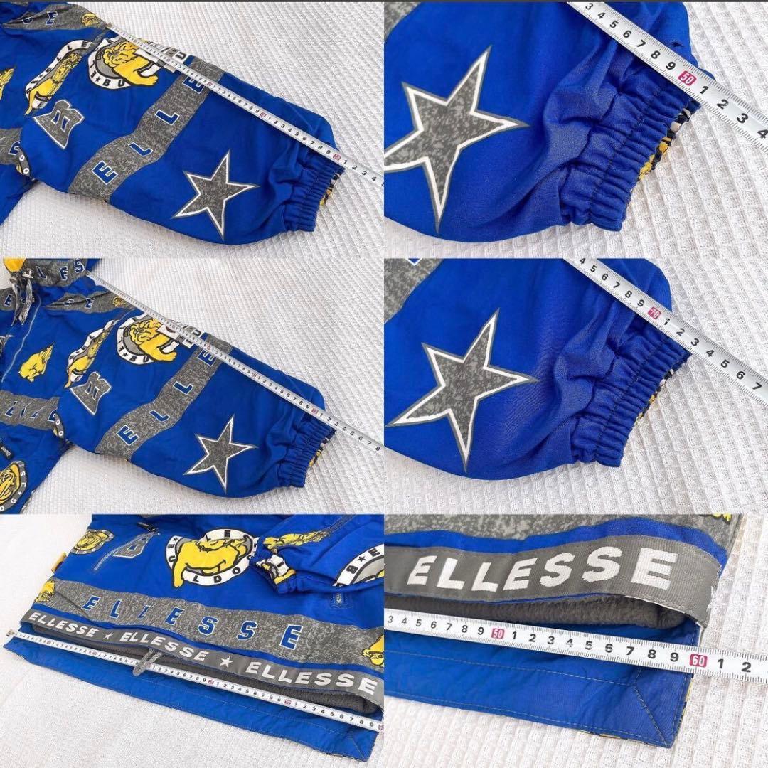 90'sエレッセellesseブルドッグLサイズ青ブルー ハーフジップ中綿プルオ