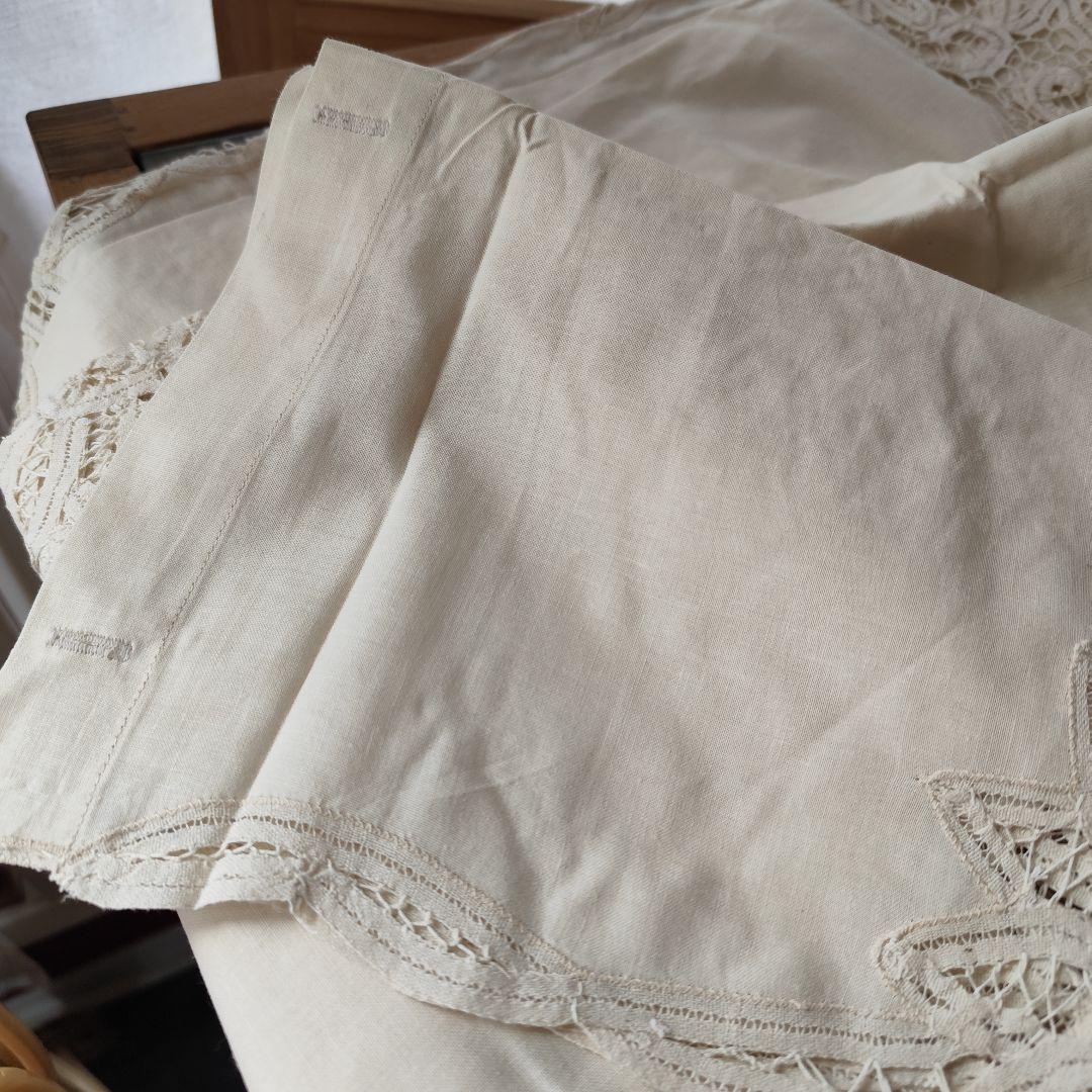 ヴィンテージ生成り　バテンレース　カーテン　2枚組
