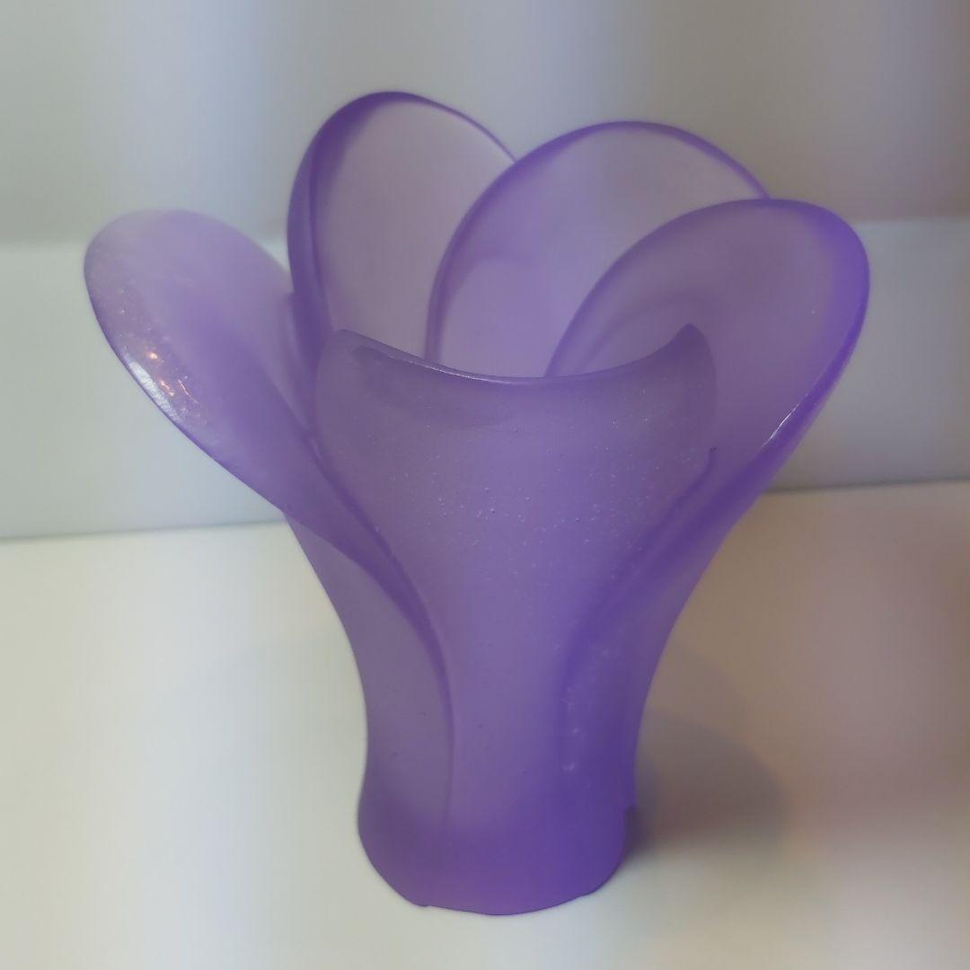 ドーム フランス クリスタル 花瓶 花器 新品 アネモネ パープル 希少 素敵
