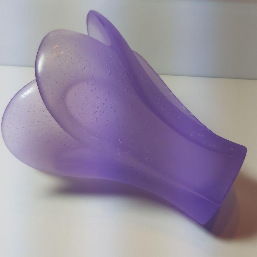 ドーム フランス クリスタル 花瓶 花器 新品 アネモネ パープル 希少 素敵