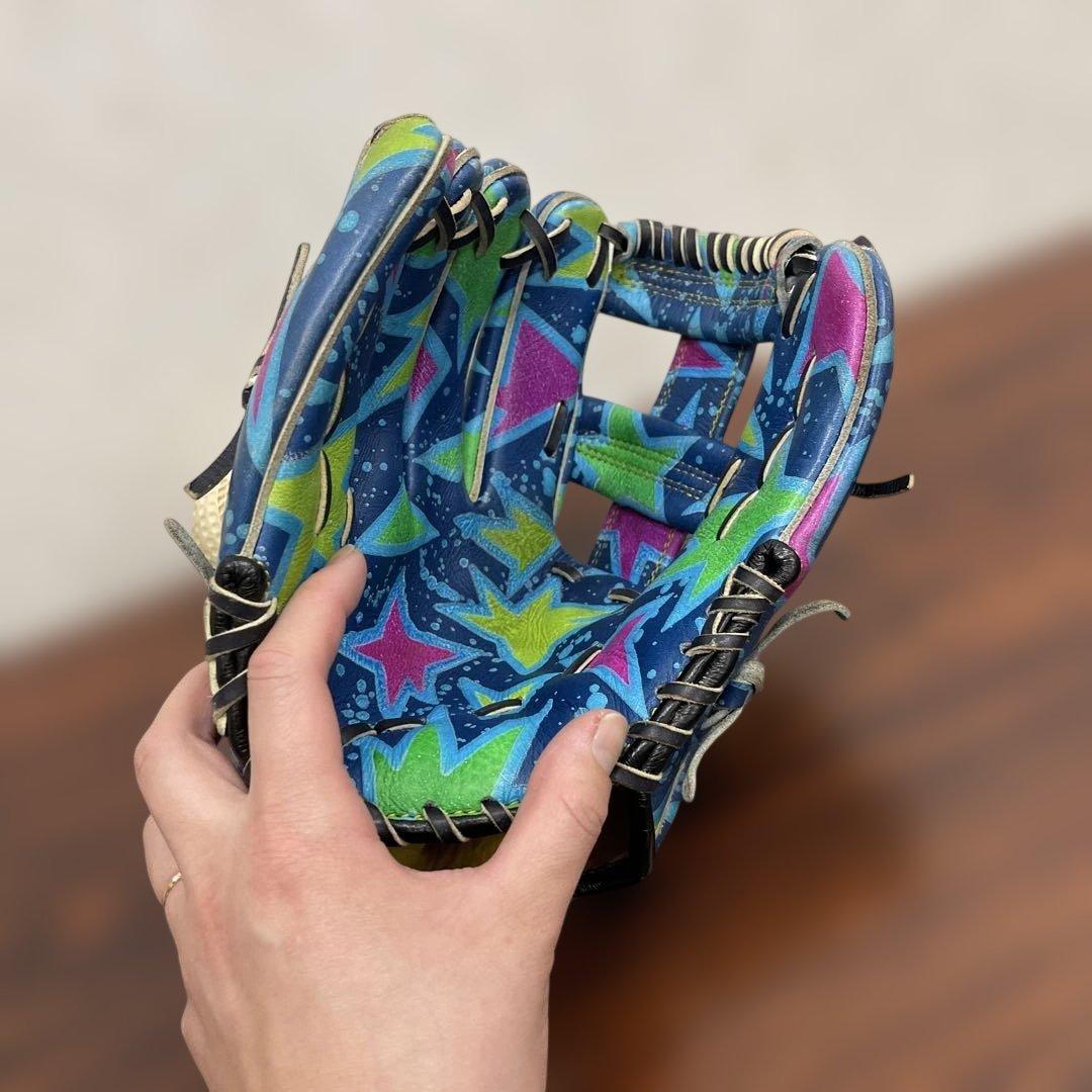 Rawlings ASICS 軟式野球グローブ　クレイジースター星柄　左利き
