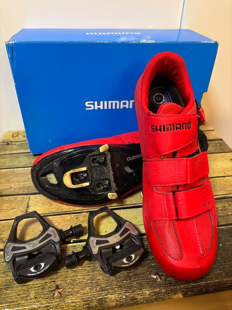 SHIMANO レッドシューズ クリート付き