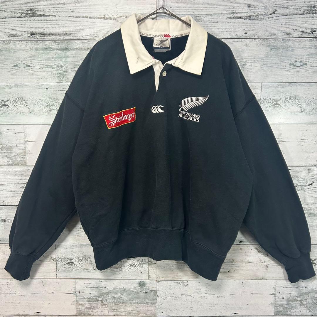 CANTERBURY ALL BLACKS ラガーシャツ Mサイズ 背面刺繍入り