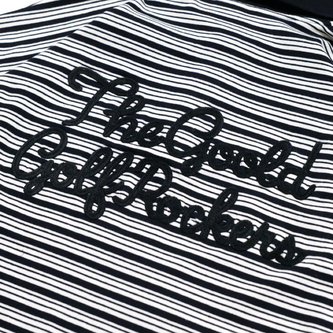 AIRY STRETCH BORDER L/S POLO BLACK サイズXL