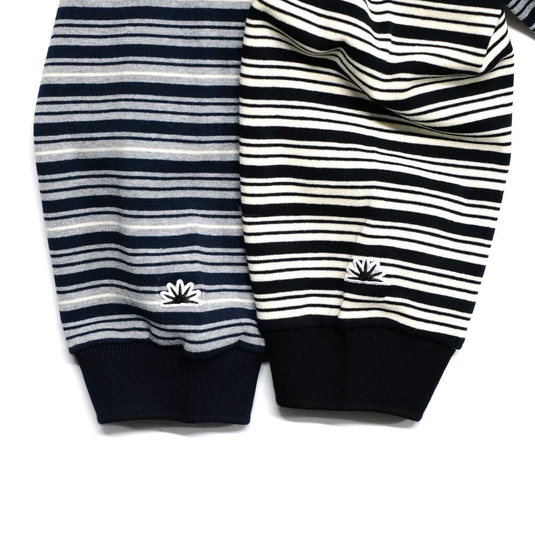 AIRY STRETCH BORDER L/S POLO BLACK サイズXL