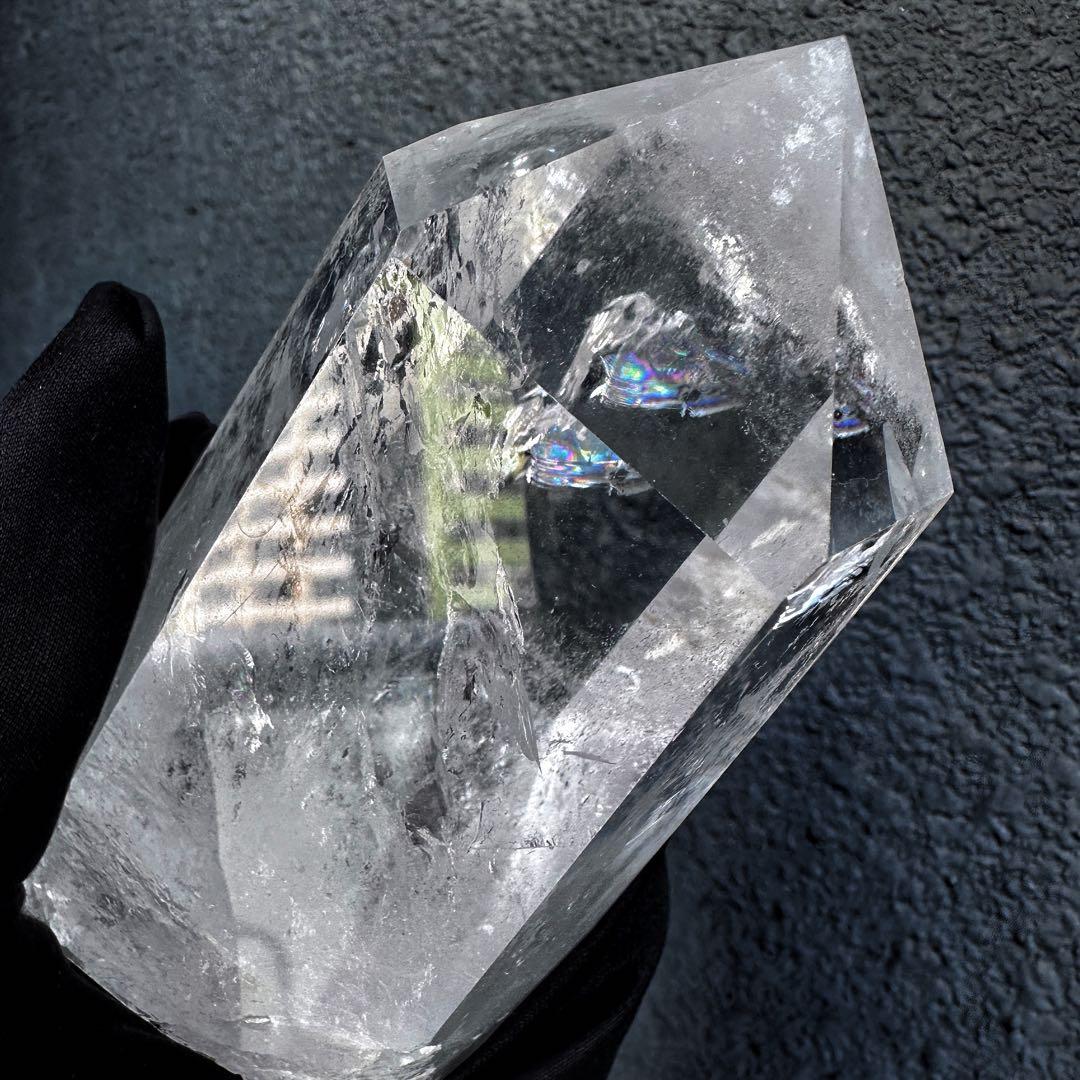 高品質 浄化❗️超強いパワーレインボー☆ヒマラヤ水晶六角柱 天然石 原石A1150
