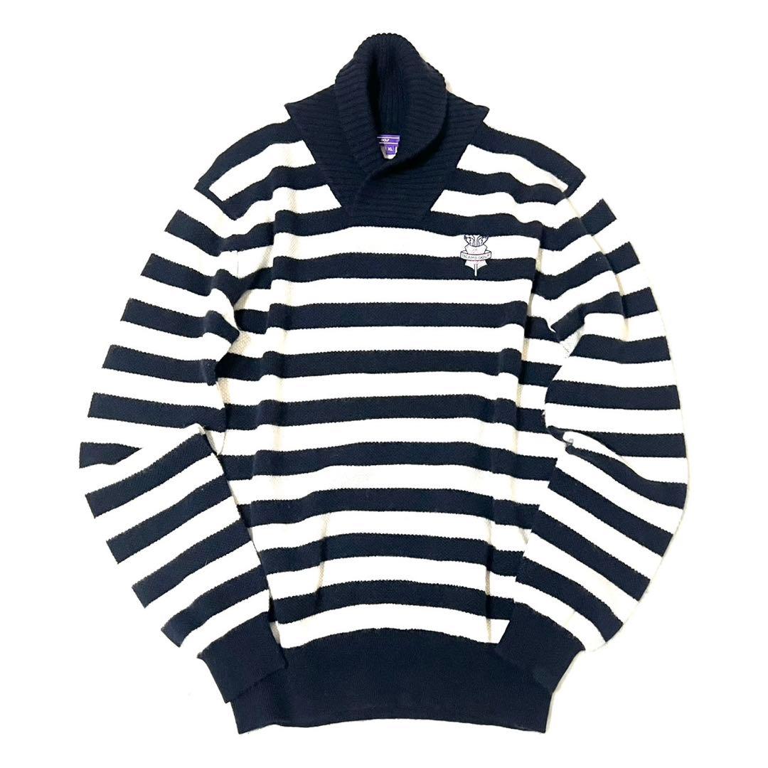 【BEAMS GOLF】 カシミヤ100% スキッパー ボーダーニット XL