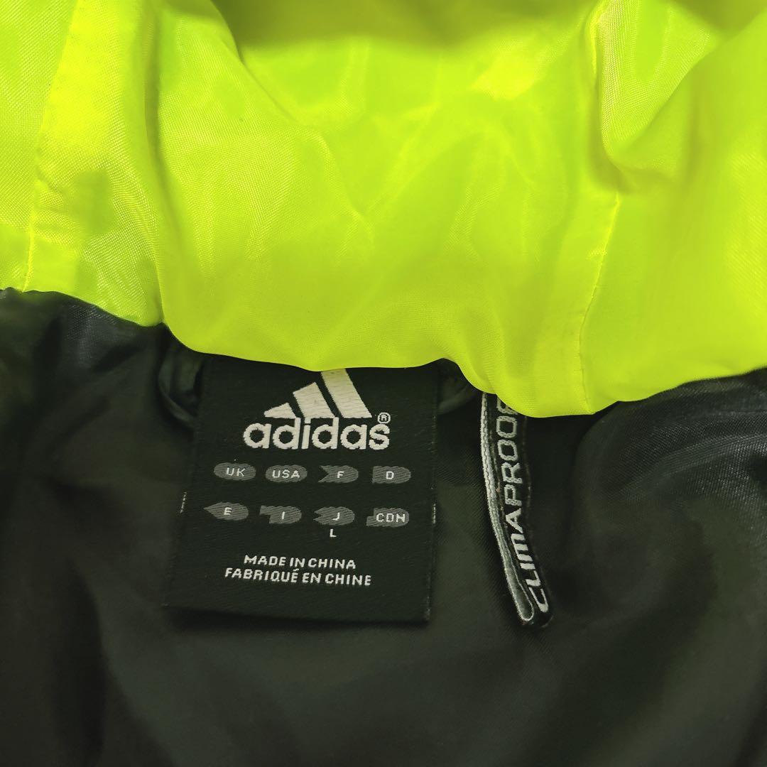 アディダス　adidas ベンチコート　ダウン　ロング　ストライプ　ブラック　L