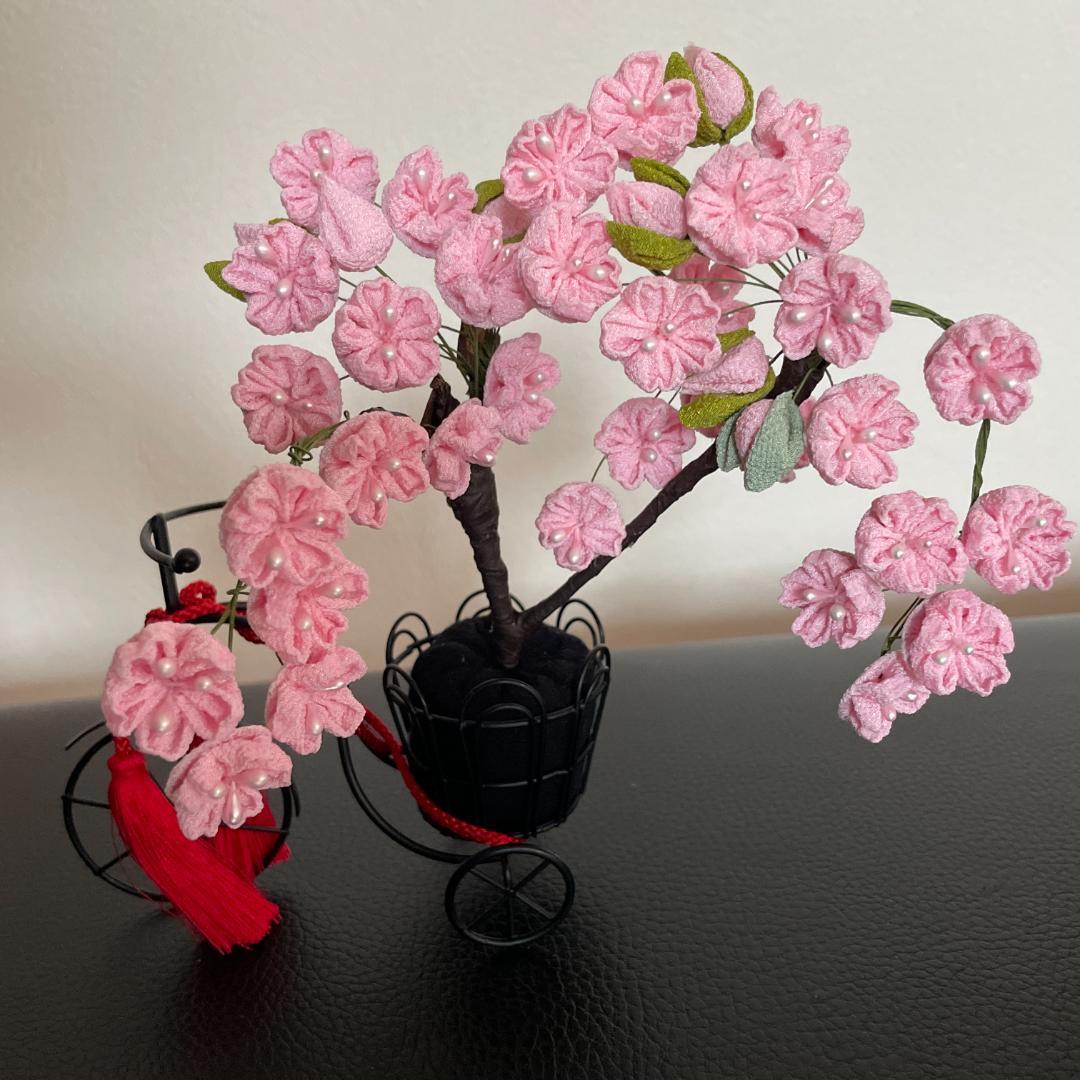 ひなまつり　しだれ桜　さくら　雛祭り　つまみ細工　ちりめん　桜　インドア花見