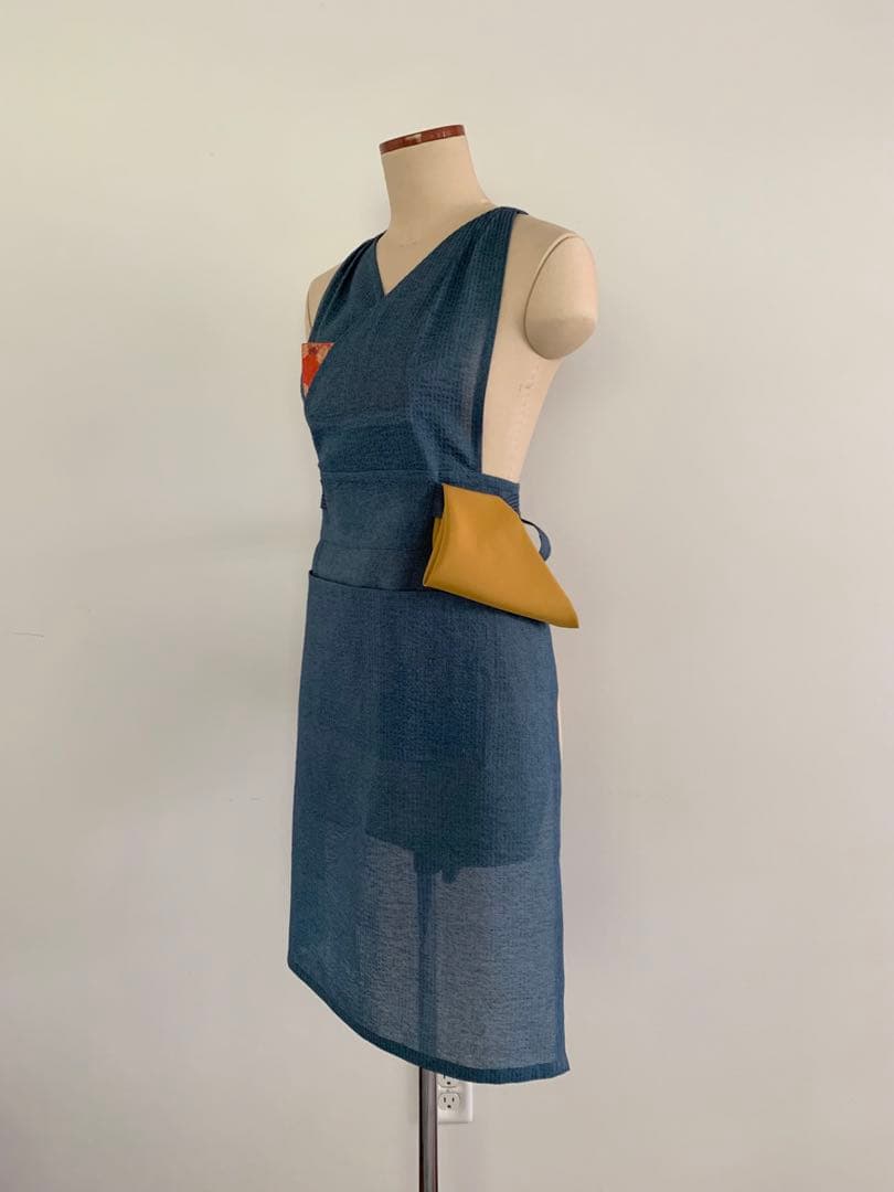 茶道　稽古着エプロン　しじら織
