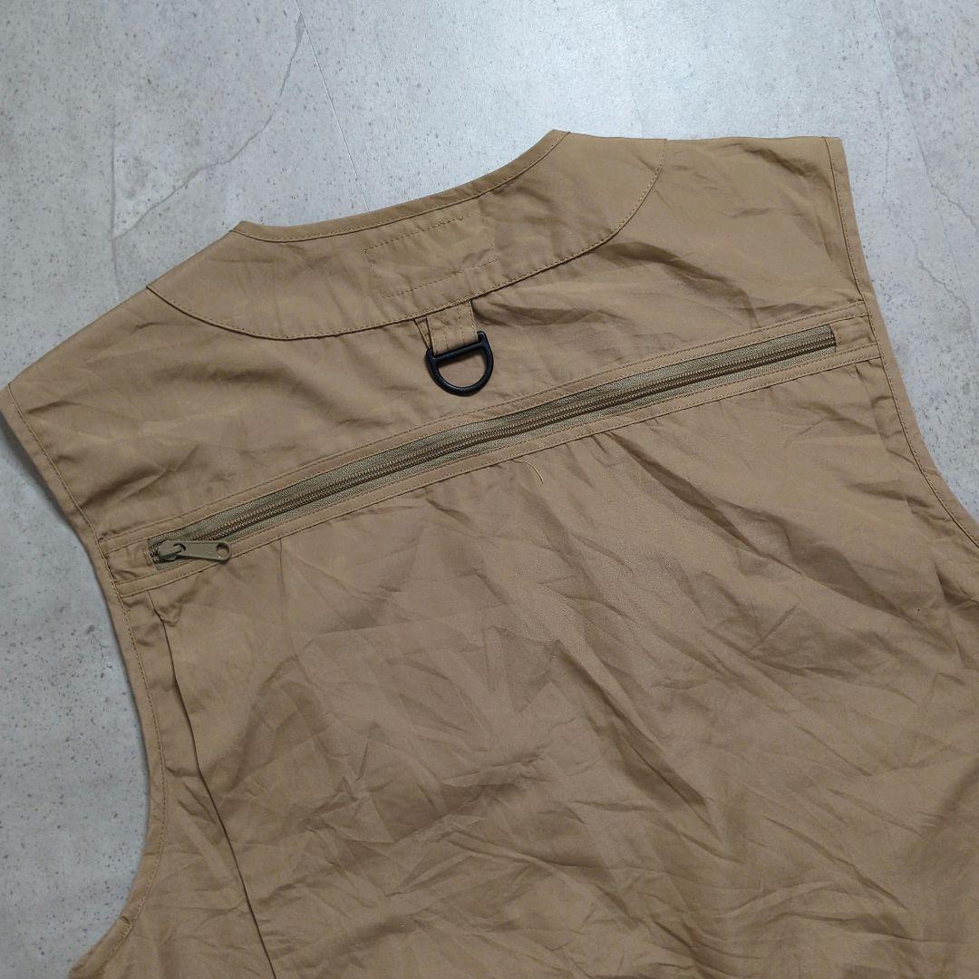 90sL.L.Beanフィッシングベストベージュ多ポケット短丈アウトドアテック系