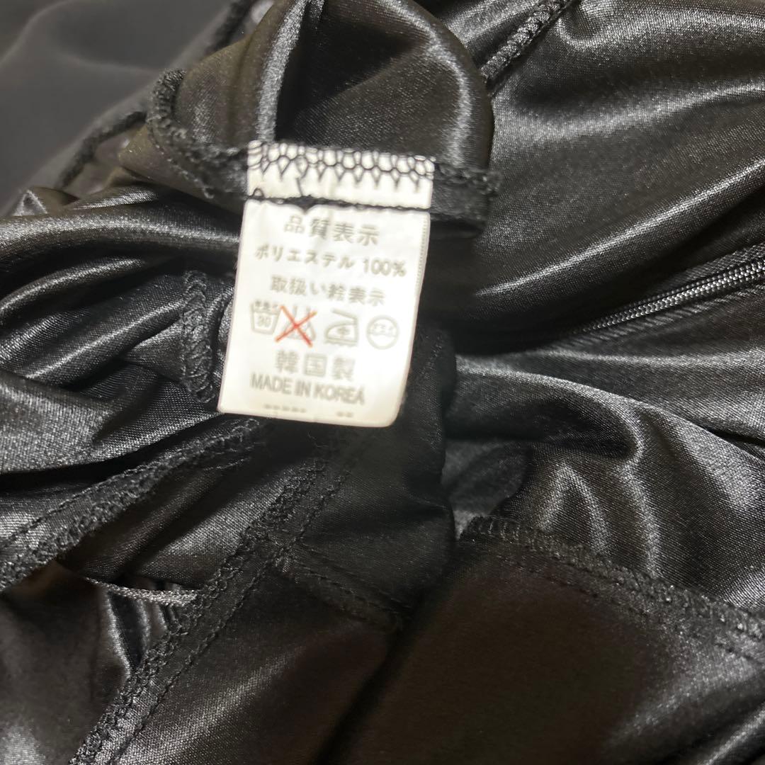 社交ダンスワンピースドレス　ラテンドレス　黒レース　 青、赤キラキラ　M 美品