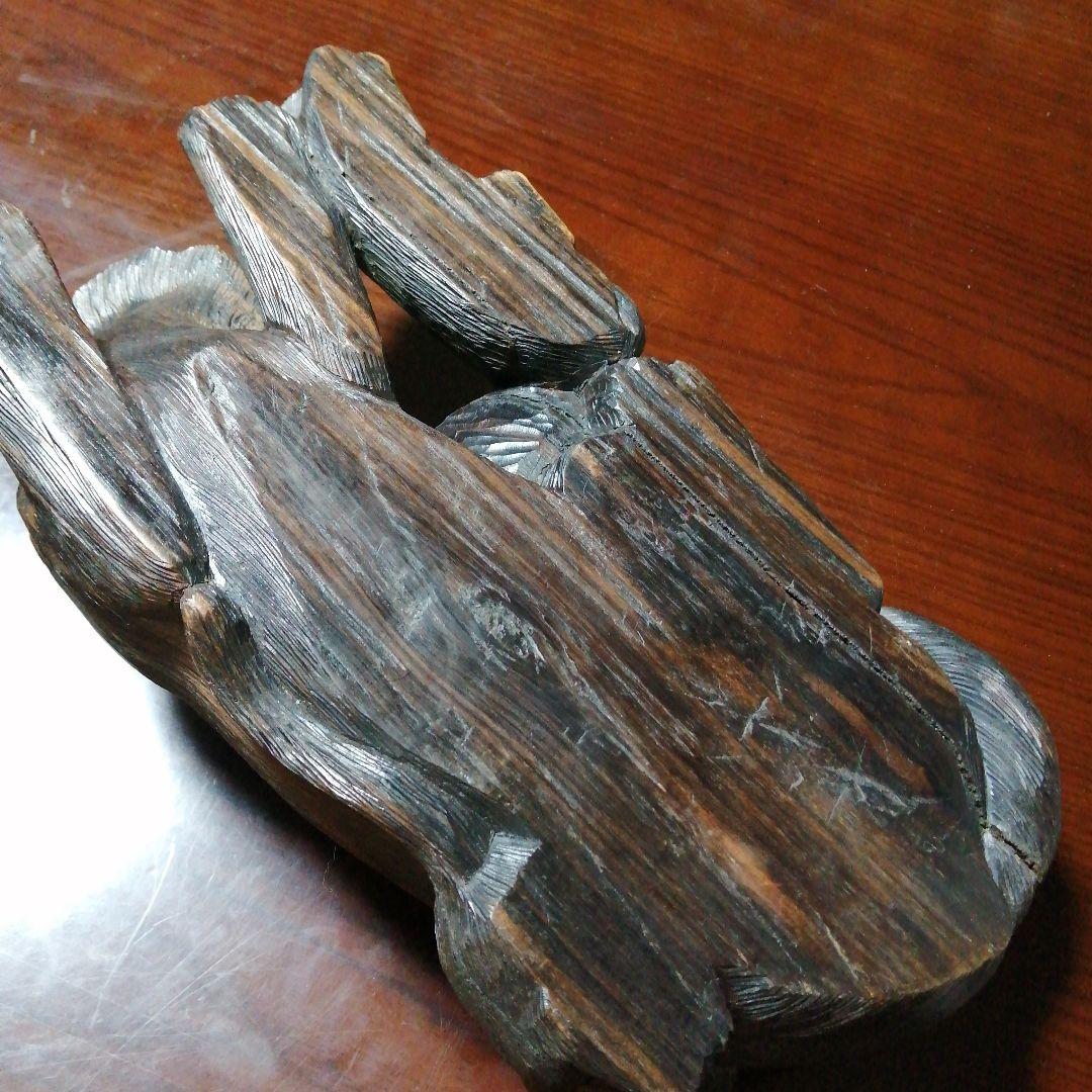 唐木　木彫り虎　30cm