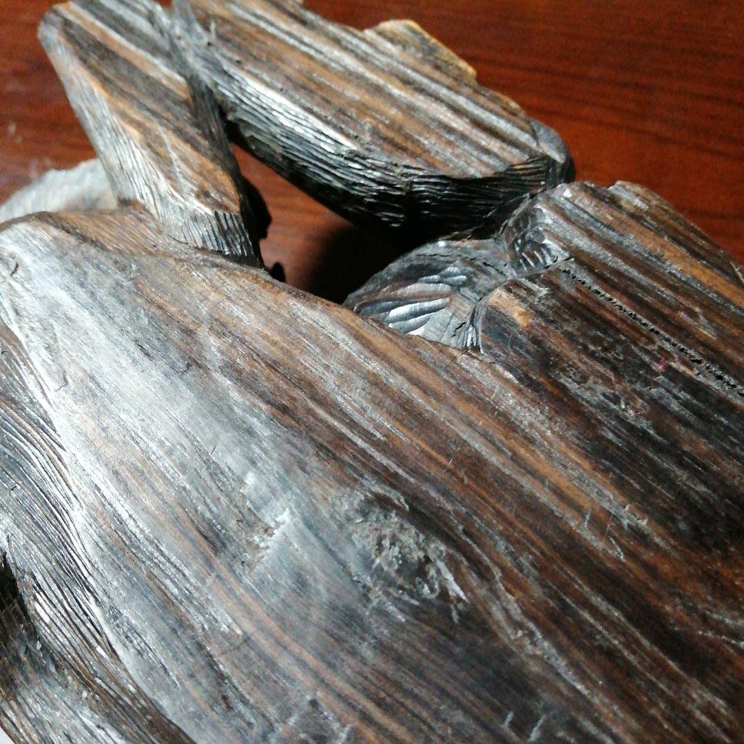 唐木　木彫り虎　30cm