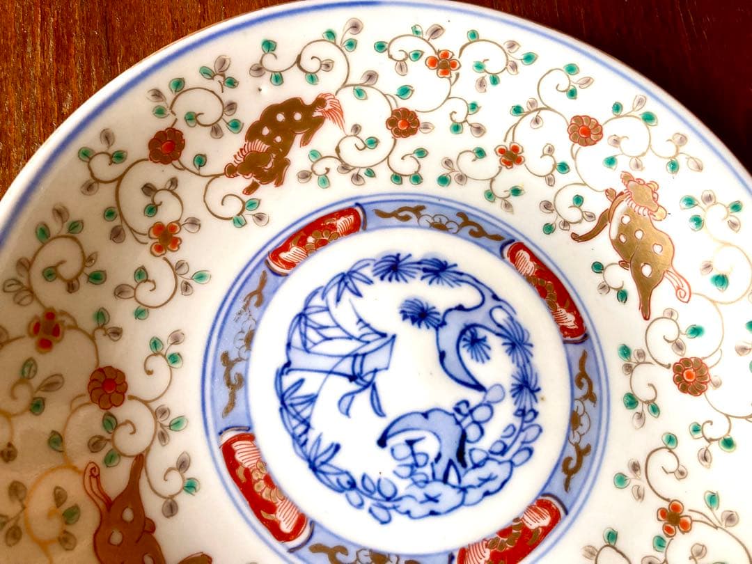 a 古伊万里　色絵　金彩　皿　21.5cm 骨董　アンティーク
