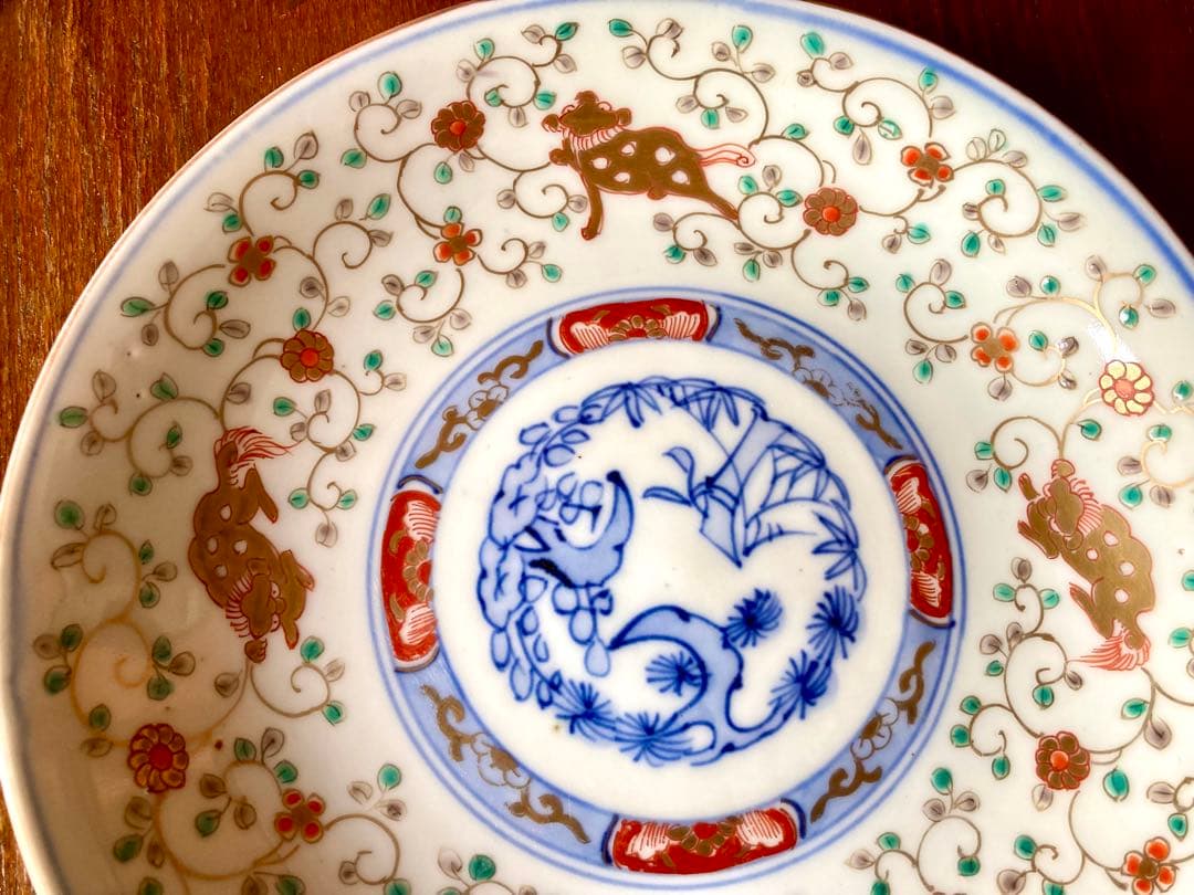 a 古伊万里　色絵　金彩　皿　21.5cm 骨董　アンティーク