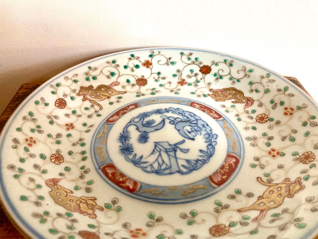 a 古伊万里　色絵　金彩　皿　21.5cm 骨董　アンティーク