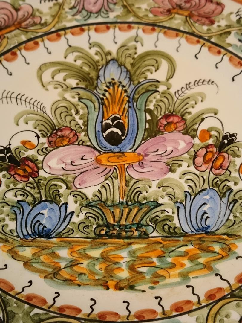 【美品】絵皿　陶器　手描き　ヨーロッパ　置物　インテリア　工芸品　A2862
