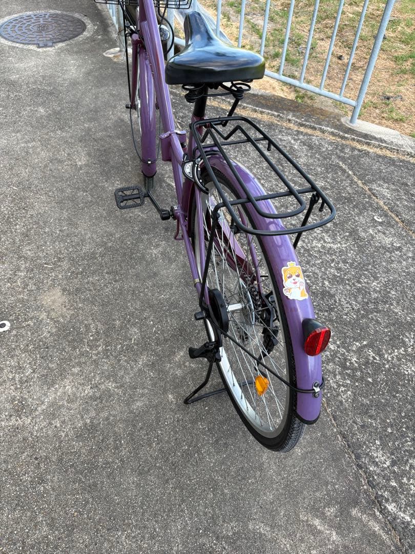 26㌅オートライト変速付き折り畳み軽快車(パープルカラー)