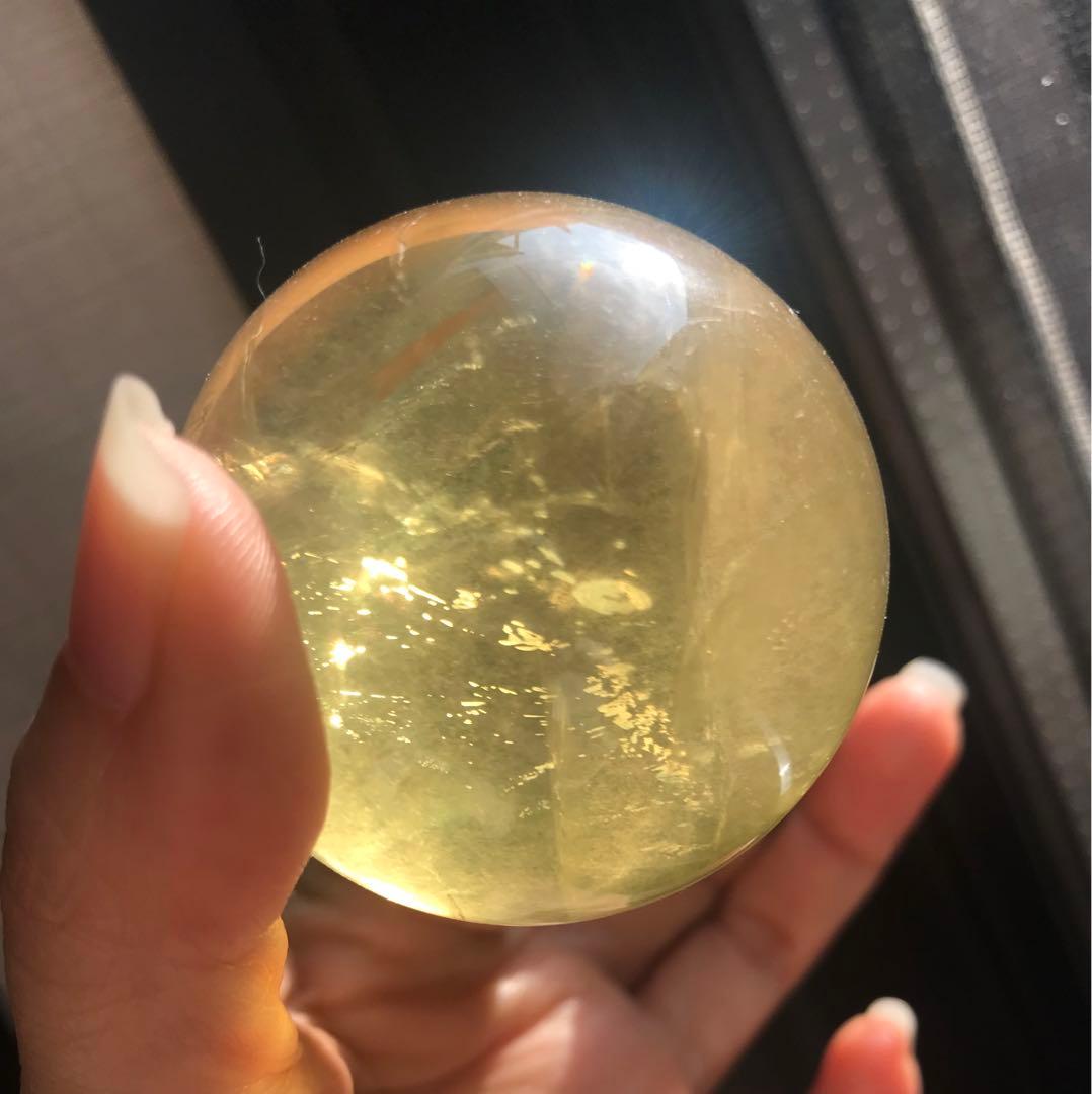 ☘️M②レア❤︎虹入り❤︎シトリンクォーツ丸玉　天然石　パワーストーン