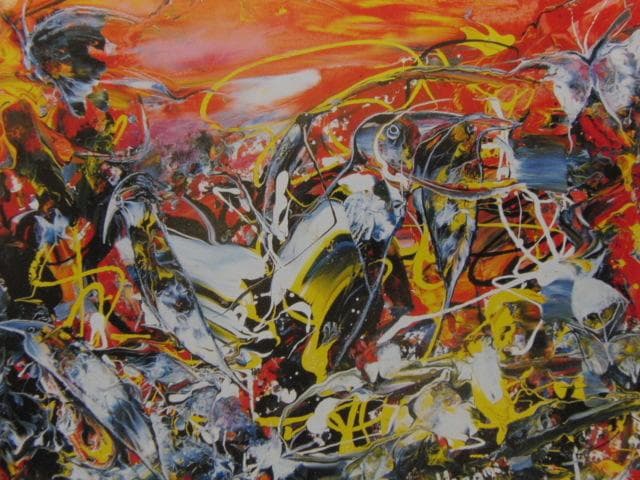 杉本ひろみ、華に群がる蝶と鳥（夢彩戯曲）、希少画集画、新品高級額・額装付